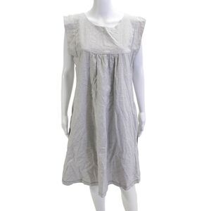 Diane Ness Women Gray Striped Shift Dress Sleeveless Square Neck Mid-Calf Size M